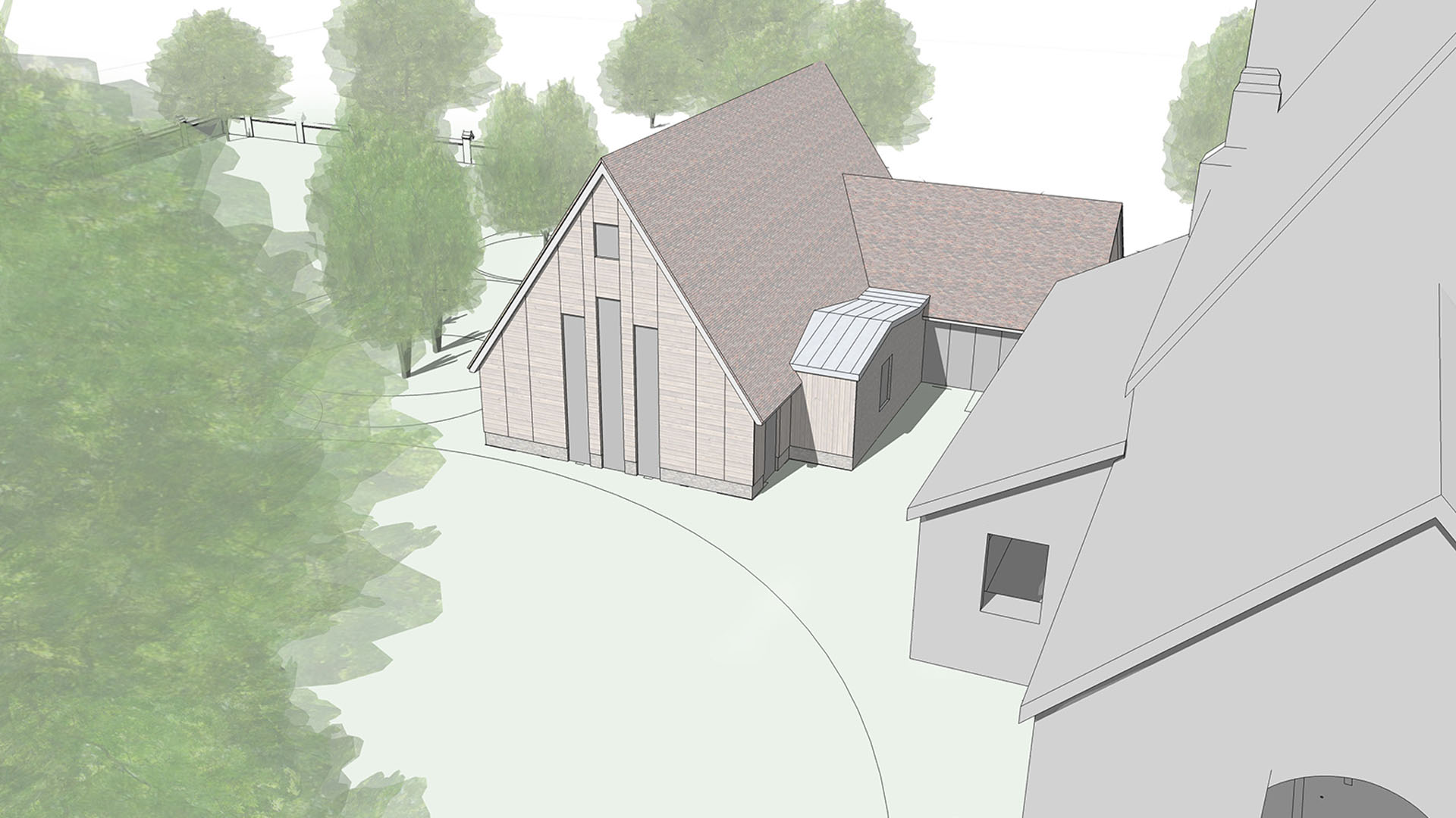 Sketch of proposed annex at St Margaret, Ifield