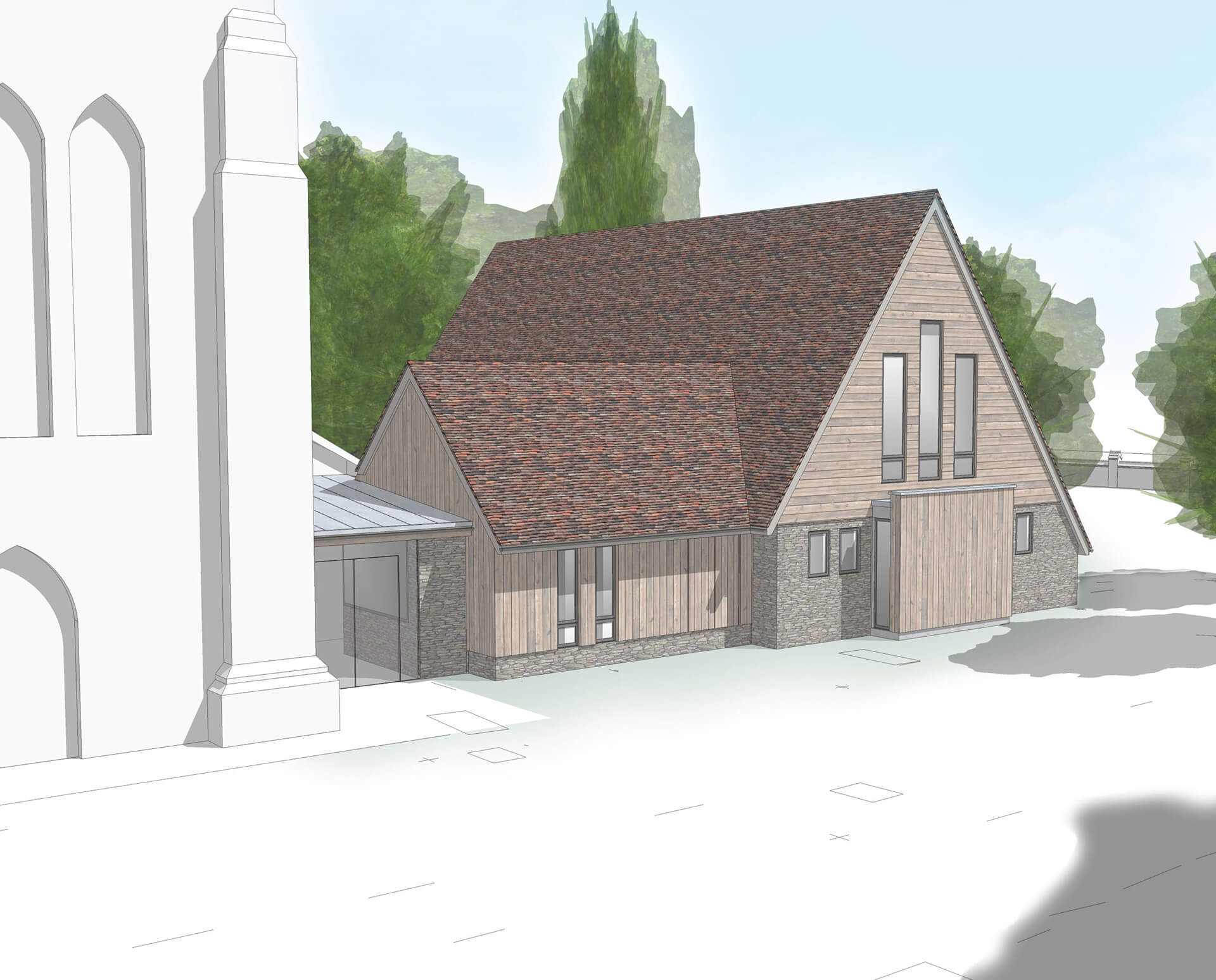St Margaret's, Ifield sketch of proposed annex