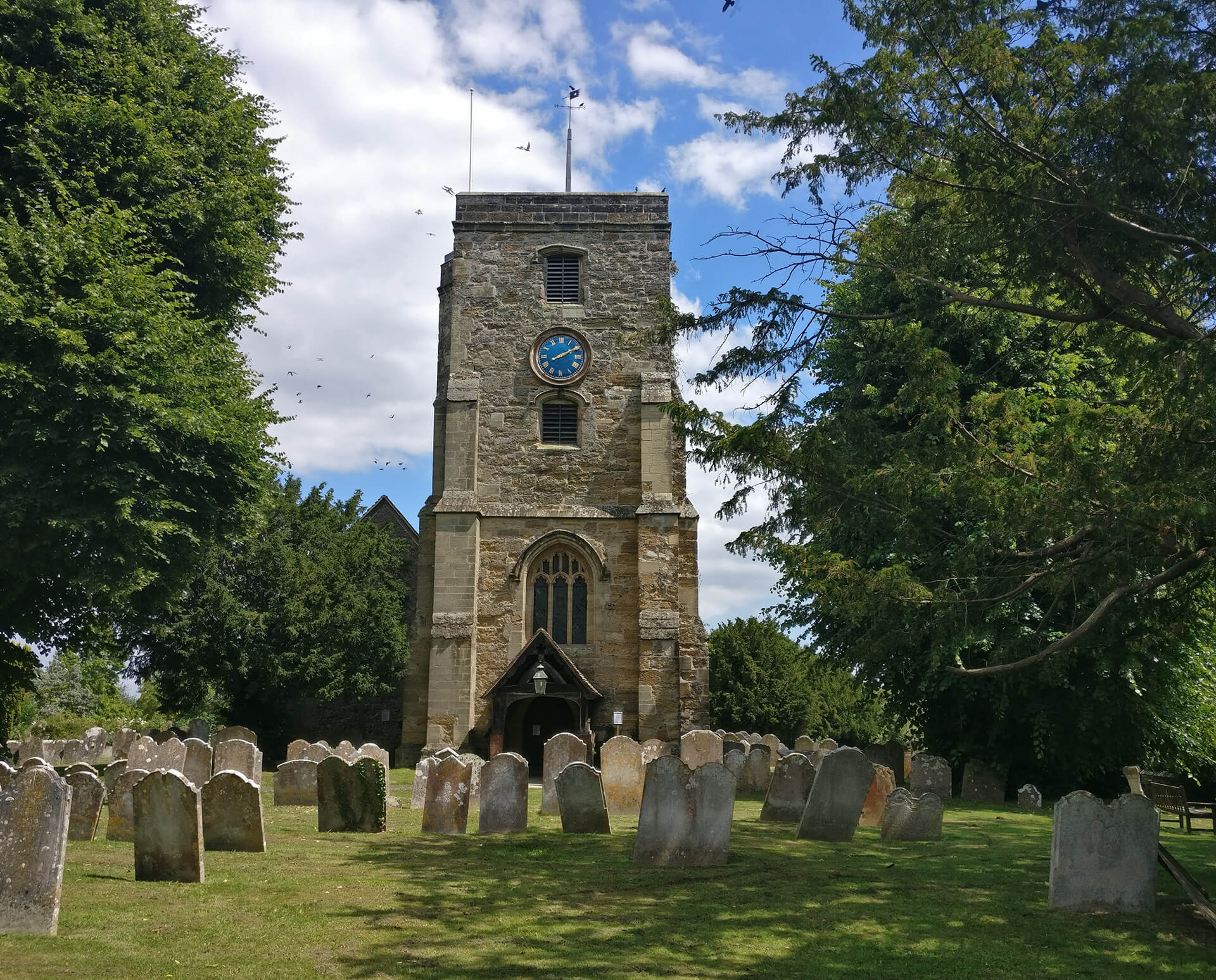 View of the tower at St John the Baptist, Kirdford