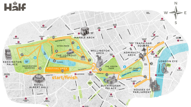 Royal Parks Half Marathon 2023 route
