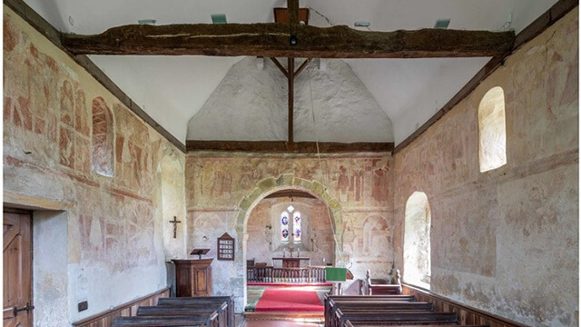 Medieval paintings at St Botolph's church in Hardham