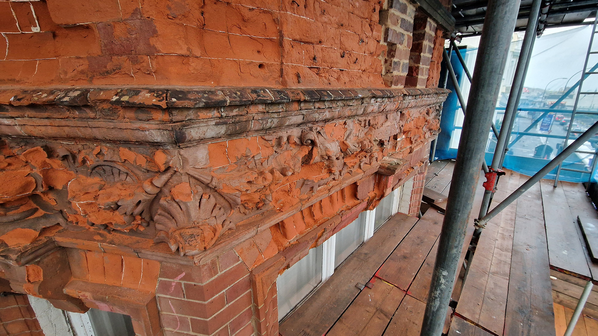 decayed red brick work