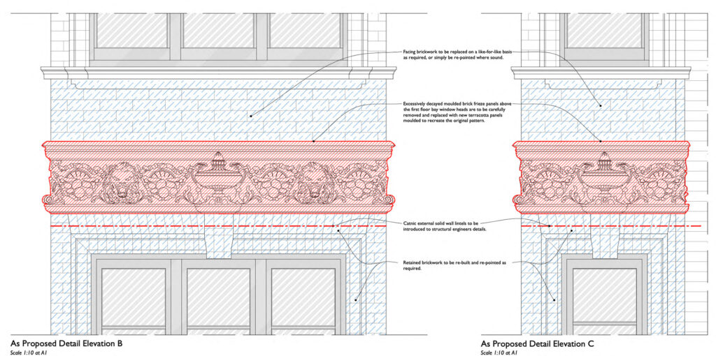 terracotta moulding detail to elevation